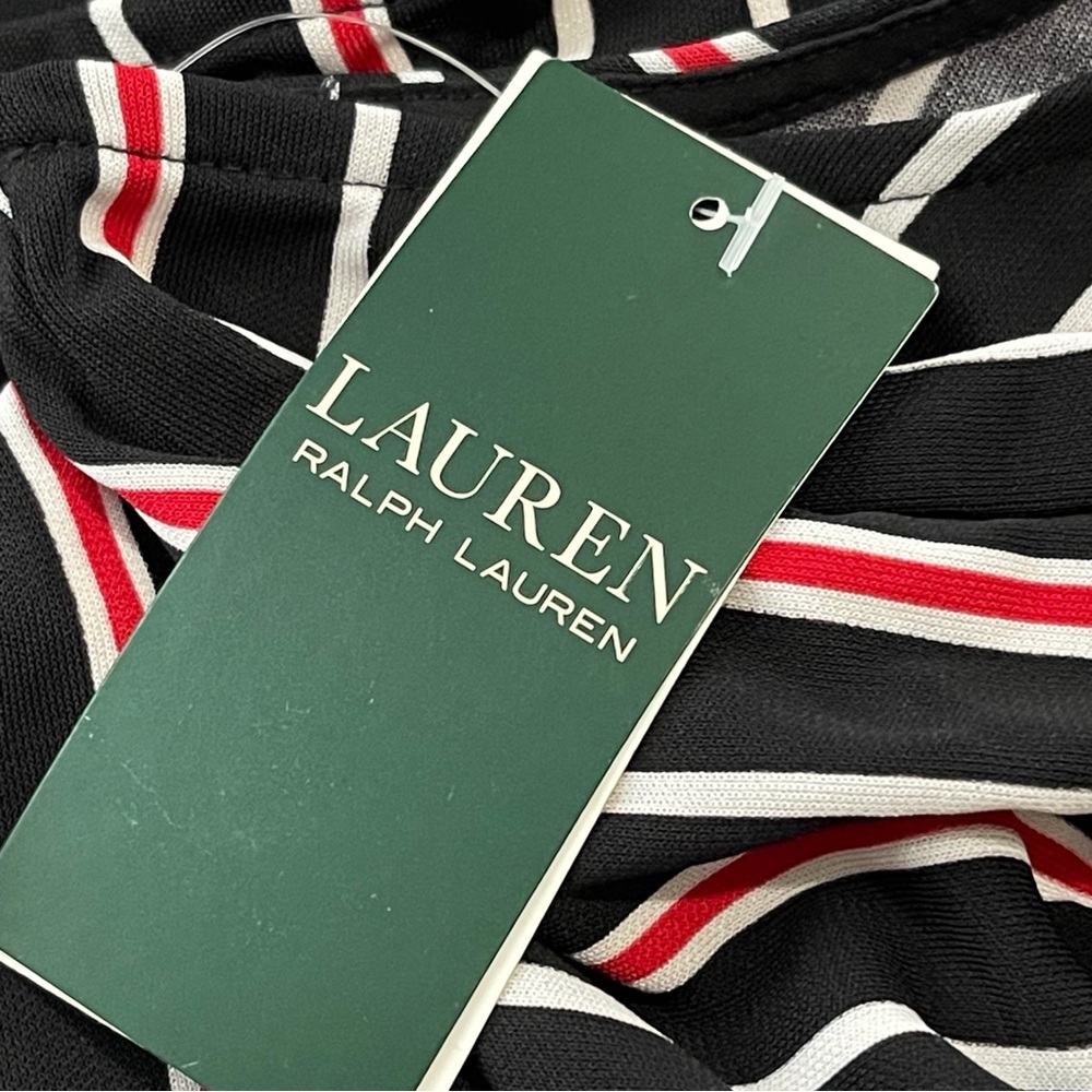 NWT Ralph Lauren Striped Wide-Leg Jumpsuit Black Red White Gold Hardware Size XL - Picture 8 of 10